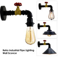 Vintage Industrial Black-Gold Metal Water Pipe Wall Sconces light~1903