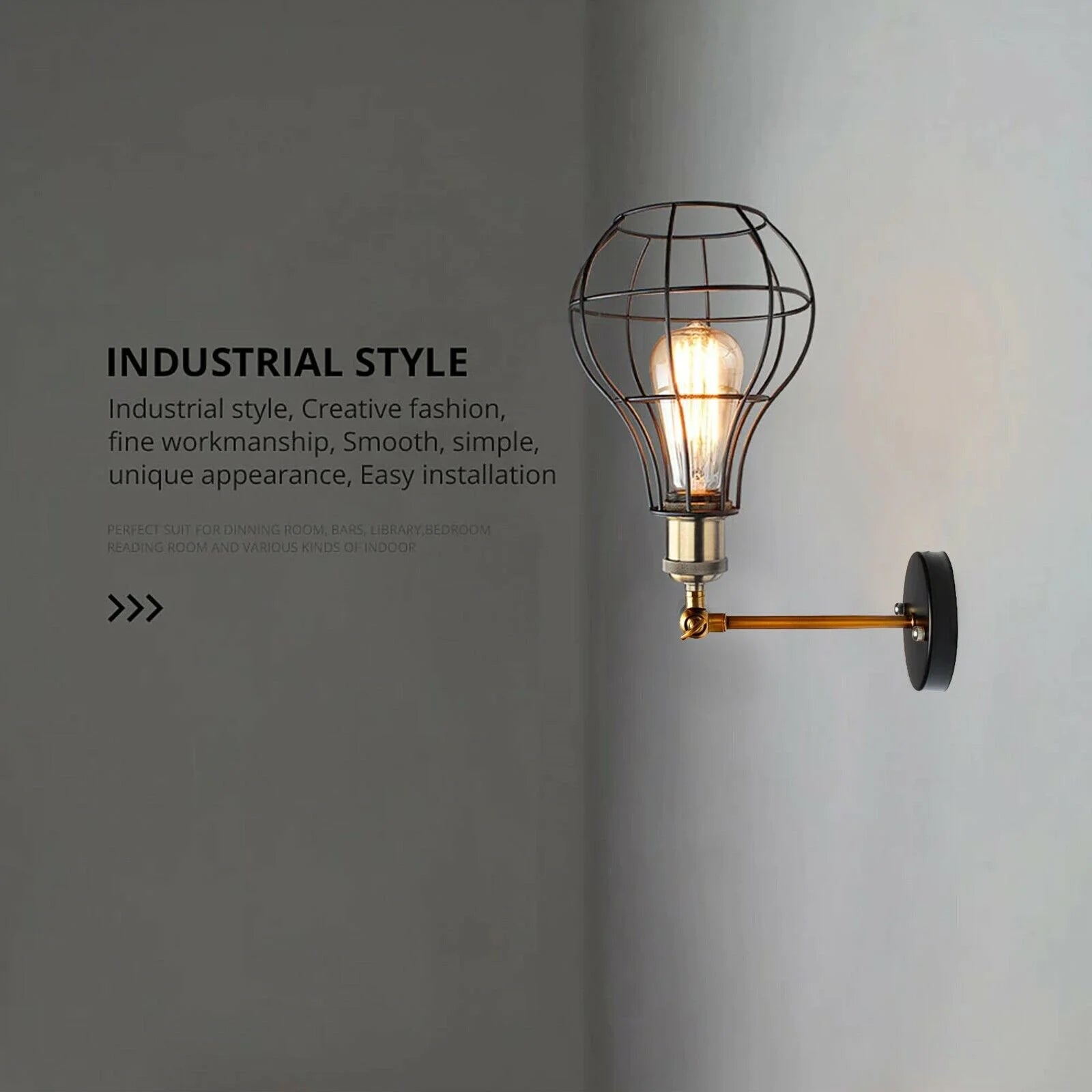 Vintage Balloon Black Metal Cage Industrial wall lights Lamp-Application  image