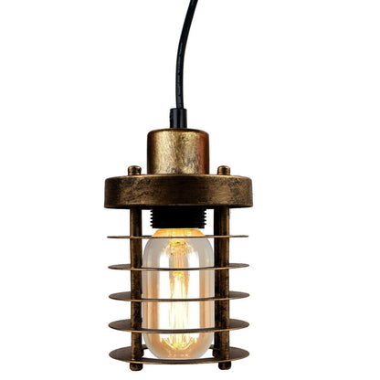  Adjustable Cable Brushed Copper Metal cage Pendant Light