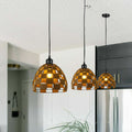 Vintage Retro Antique Rattan Round Adjustable Pendant Light- Application Image 