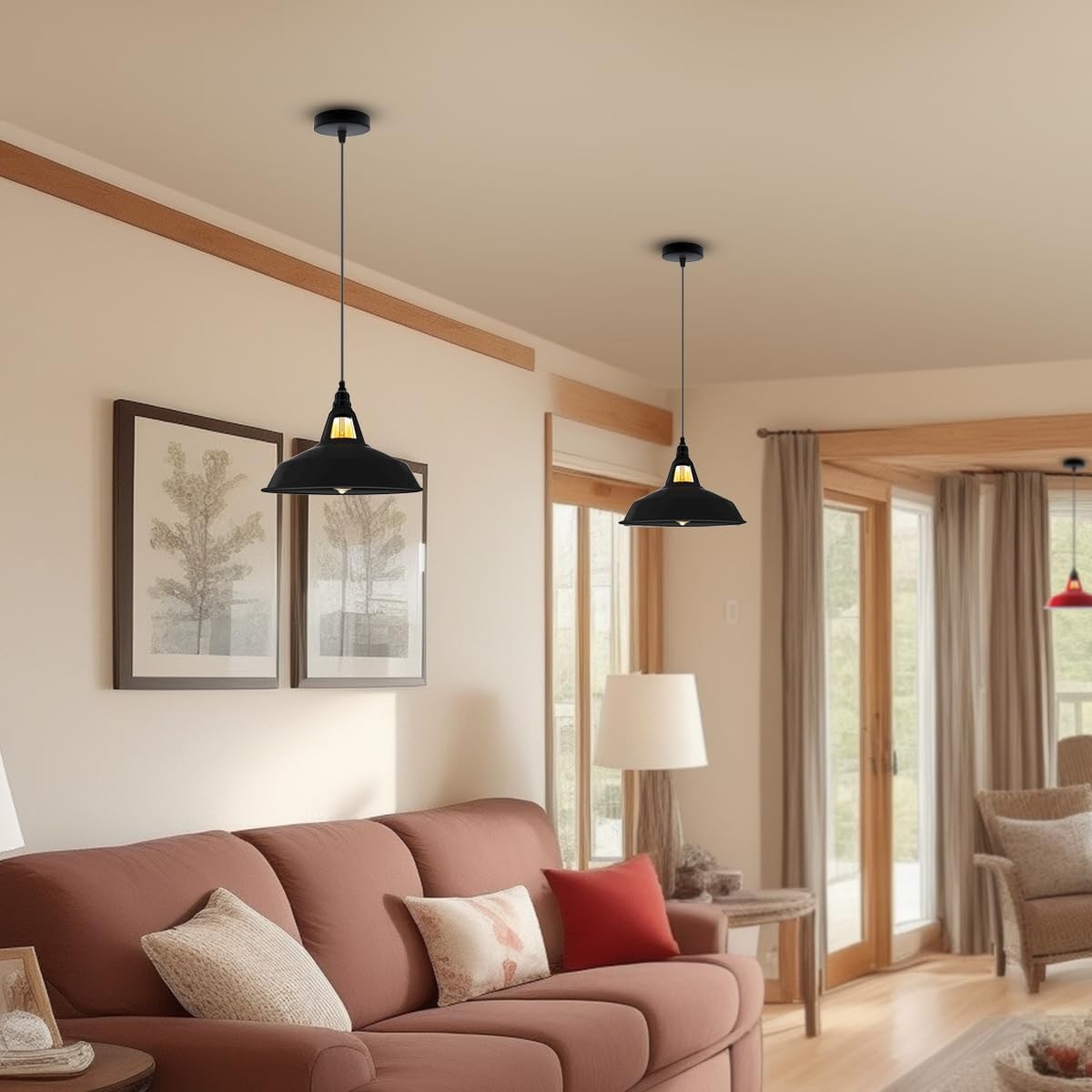 Industrial Black Pendant Ceiling Light  Baran Shade Hanging Lamp~4037