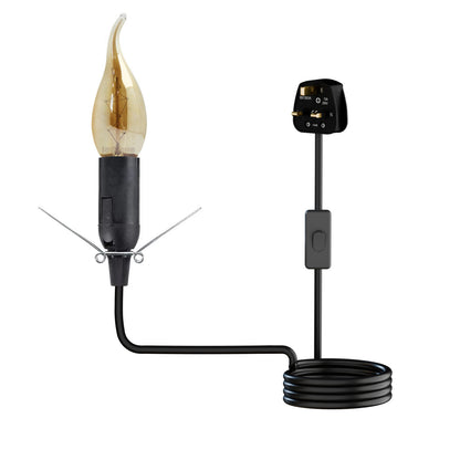 E14 Black UK Plug Light Himalayan Salt Lamp Cord with On/off Switch Safe Plug In ~4228