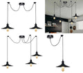 1-5 Way Spider Pendant Light Black Flat Shade Industrial Retro Ceiling Light E27