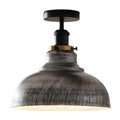 Curvy Metal Shade Ceiling Light, Semi Flush Mount Fixture, E26 Black Holder