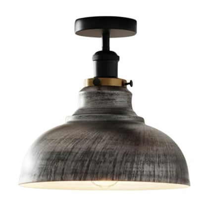 Curvy Metal Shade Ceiling Light, Semi Flush Mount Fixture, E26 Black Holder