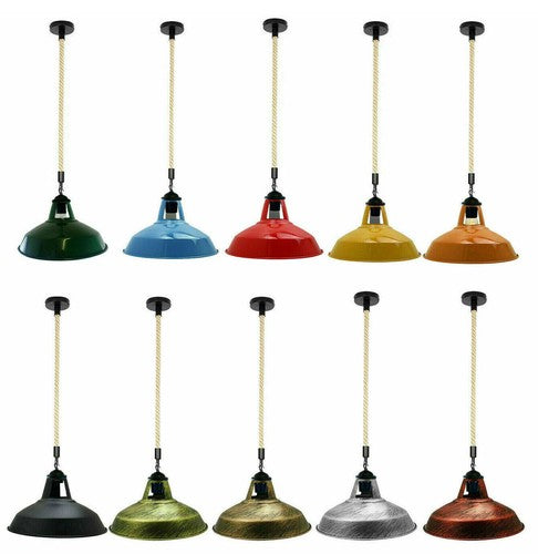 Rustic Hemp Rope Pendant Lights Ceiling Hanging Lamp-2155