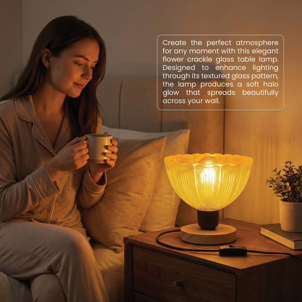 Wooden desk table lamp with E27 socket, power cable and inline on off switch