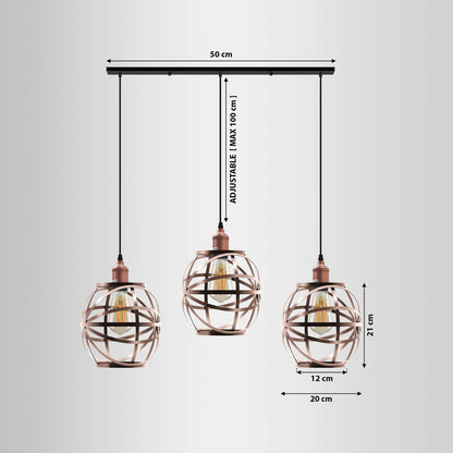 3 Head Wire Cage Hanging Pendant Light.size image