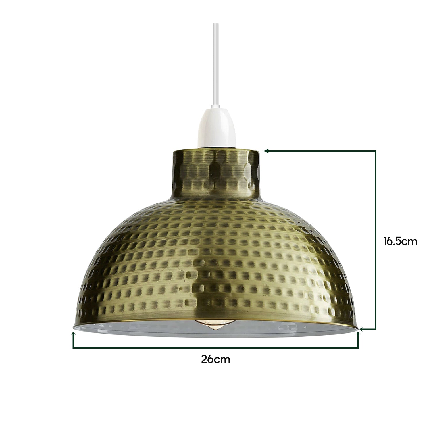 Retro Dome Light Shade Easy Fit 260mm Pendant Lampshade Fixture- Size Image