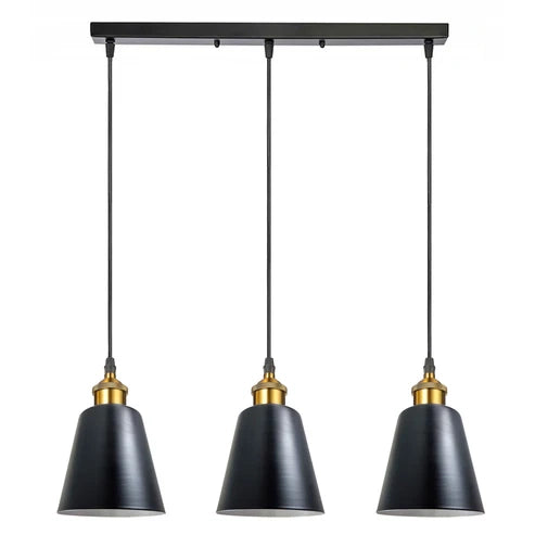 vintage industrial 3 head black metal ceiling pendant light UK