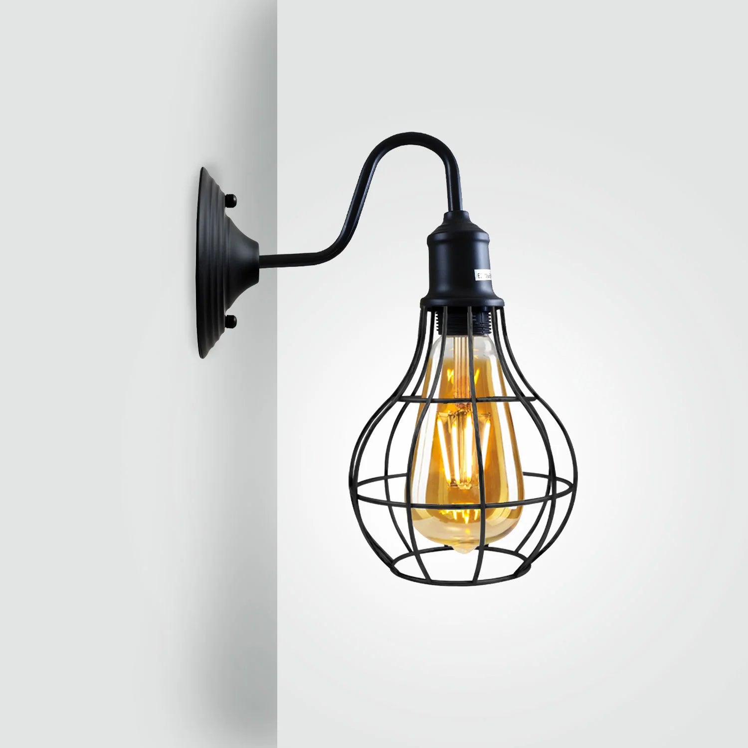 Vintage Balloon Black Metal Cage Industrial wall lights Lamp-Application image