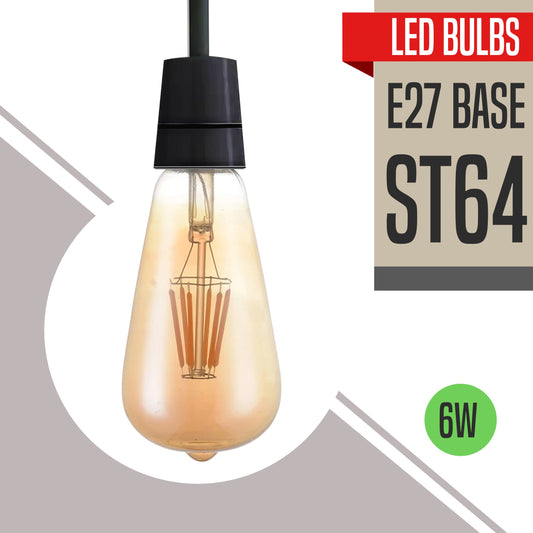 6W Filament Bulbs ST64 E27 Dimmable Vintage LED Retro ~3034