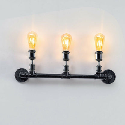 Retro Black Wall Mounted Metal Pipe Wall Sconce - Indoor Light Fixture~2124