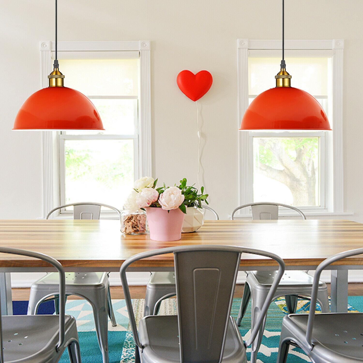 Chic Vintage Dome Orange Pendant Light with Adjustable Wire Application image