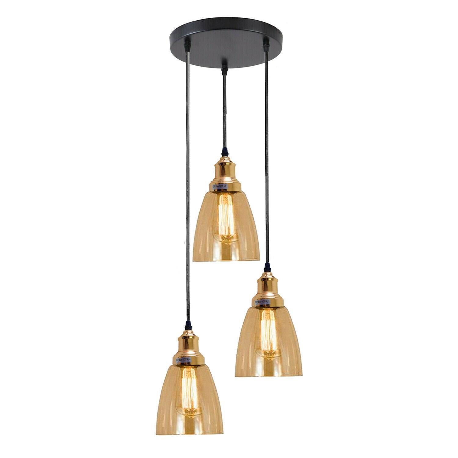Vintage Multi Outlet Glass Ceiling Lampshade Pendant Light