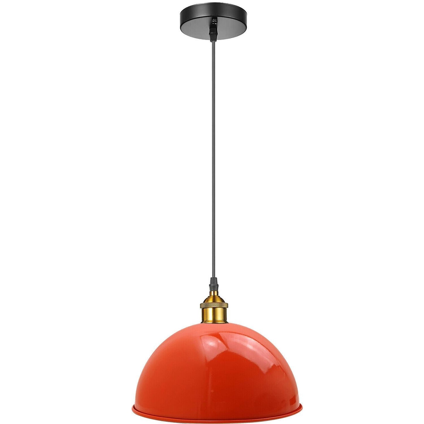 Chic Vintage Orange Dome Pendant Light with Adjustable Wire
