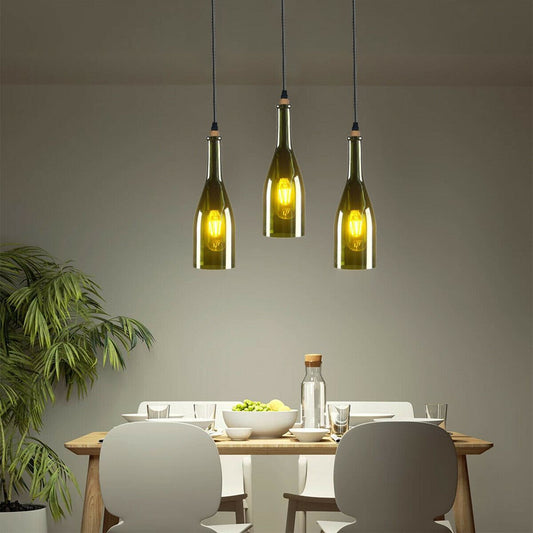Industrial 3 or 5 Wine Bottle Ceiling Cord Ceiling Pendant Light-Application image