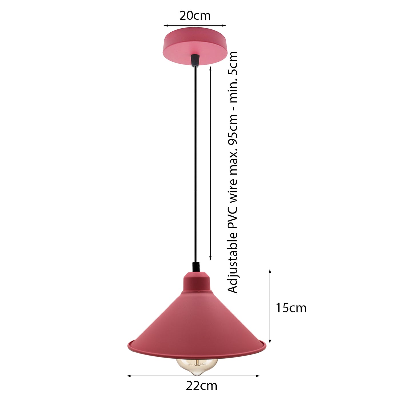 Pink Industrial 3 Head Metal Cone Shade Chandelier Pendant Light~2139