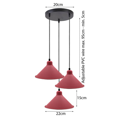 Retro Industrial Pink Cone Shade Cord Ceiling Pendant light~2138