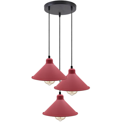 Retro Industrial Pink Cone Shade Cord Ceiling Pendant light~2138