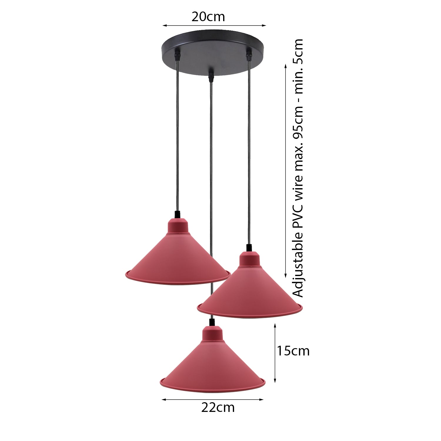 Retro Industrial Pink Cone Shade Cord Ceiling Pendant light-Size Image