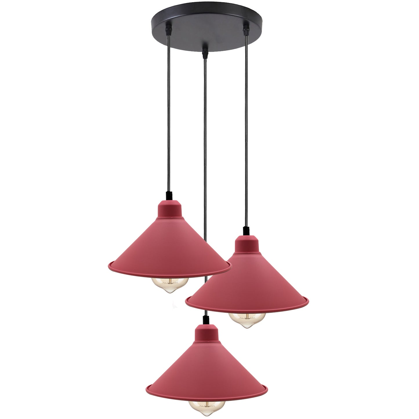 Retro Industrial Pink Cone Shade Cord Ceiling Pendant light