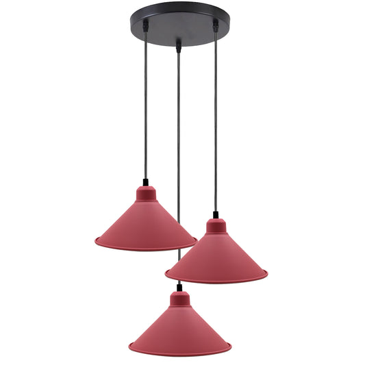 Retro Industrial Pink Cone Shade Cord Ceiling Pendant light