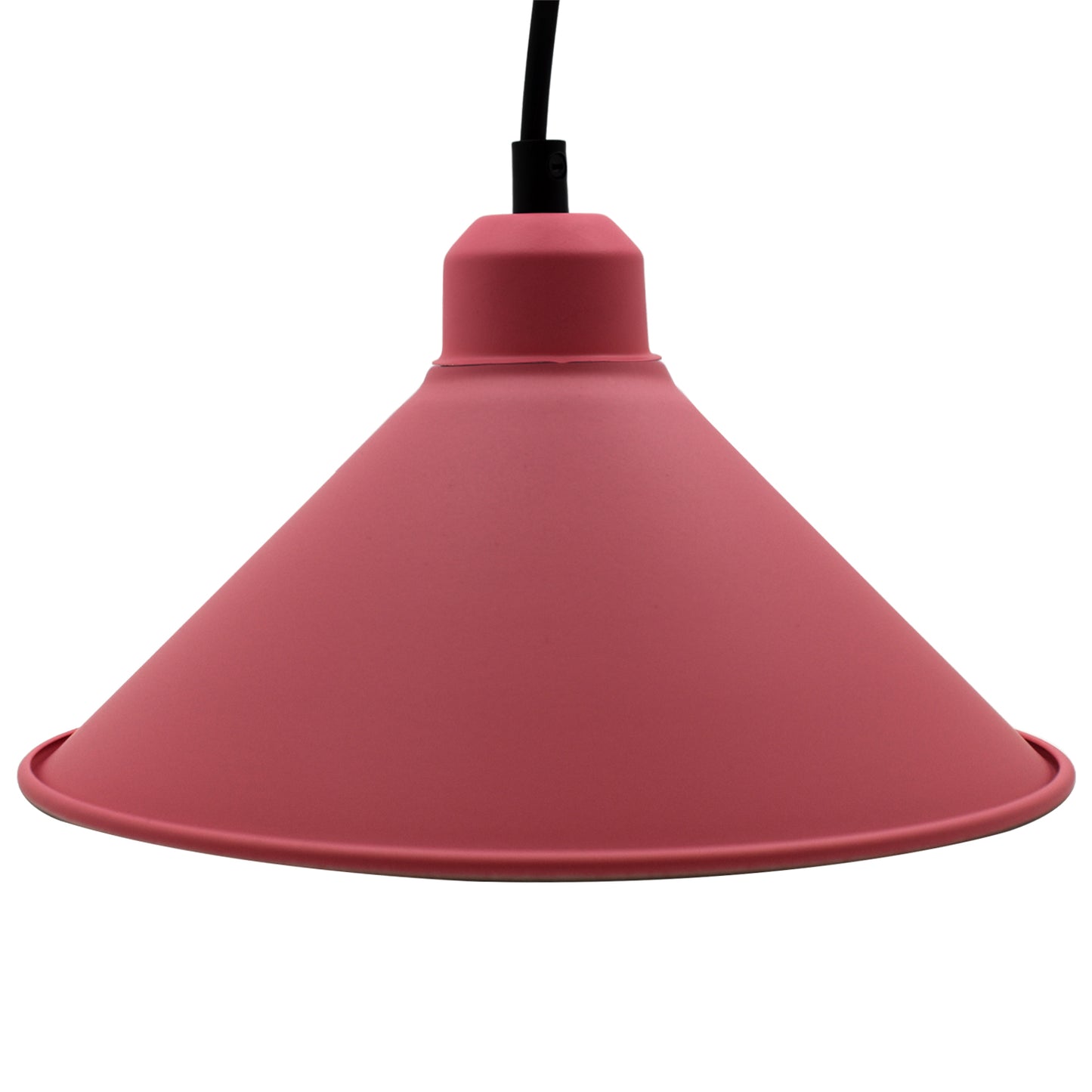 Pink Industrial 3 Head Metal Cone Shade Chandelier Pendant Light-Application Image