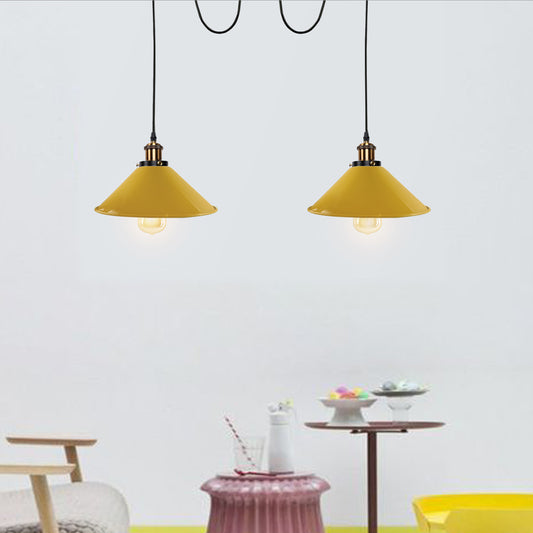 Yellow Shade 2 Way Spider Retro Industrial Ceiling Pendant Lights~2235