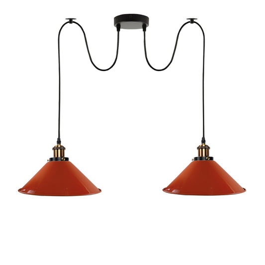 Orange 2-way Retro Industrial Cone Shade Hanging Pendant Light