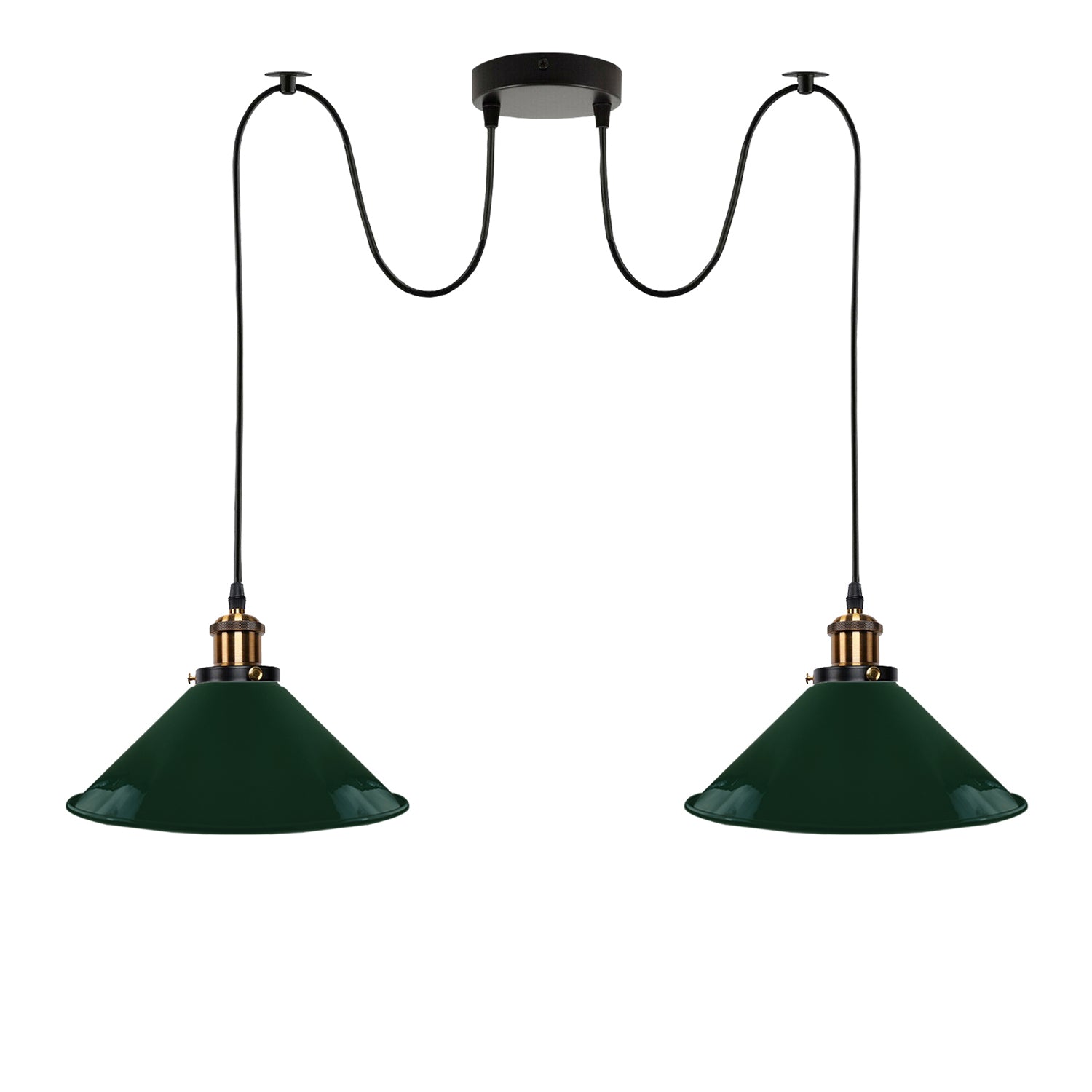 Green 2-way Retro Industrial Cone Shade Hanging Pendant Light