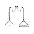 Brushed Copper Retro Industrial 2-way Cone Shade Pendant light-Size Image