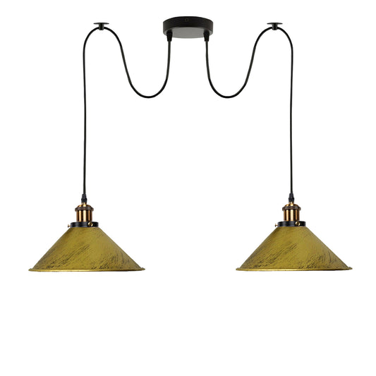 Brushed Brass Retro Industrial 2-way Cone Shade Pendant light