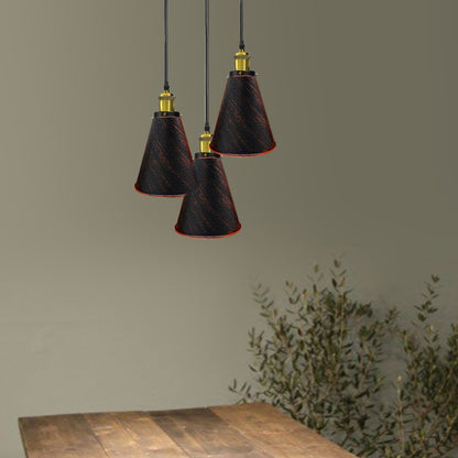 Rustic Red Industrial Vintage Round Base 3 Head Pendant light