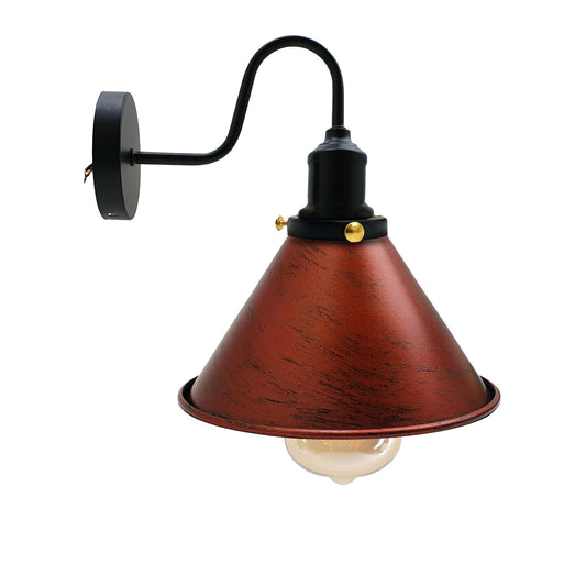 Metal Industrial Wall Light Fitting Vintage Cone shape Wall Sconce Rustic red