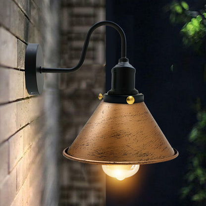Vintage Brushed Copper Cone shape Wall Sconce Metal Industrial Wall Light-Application image