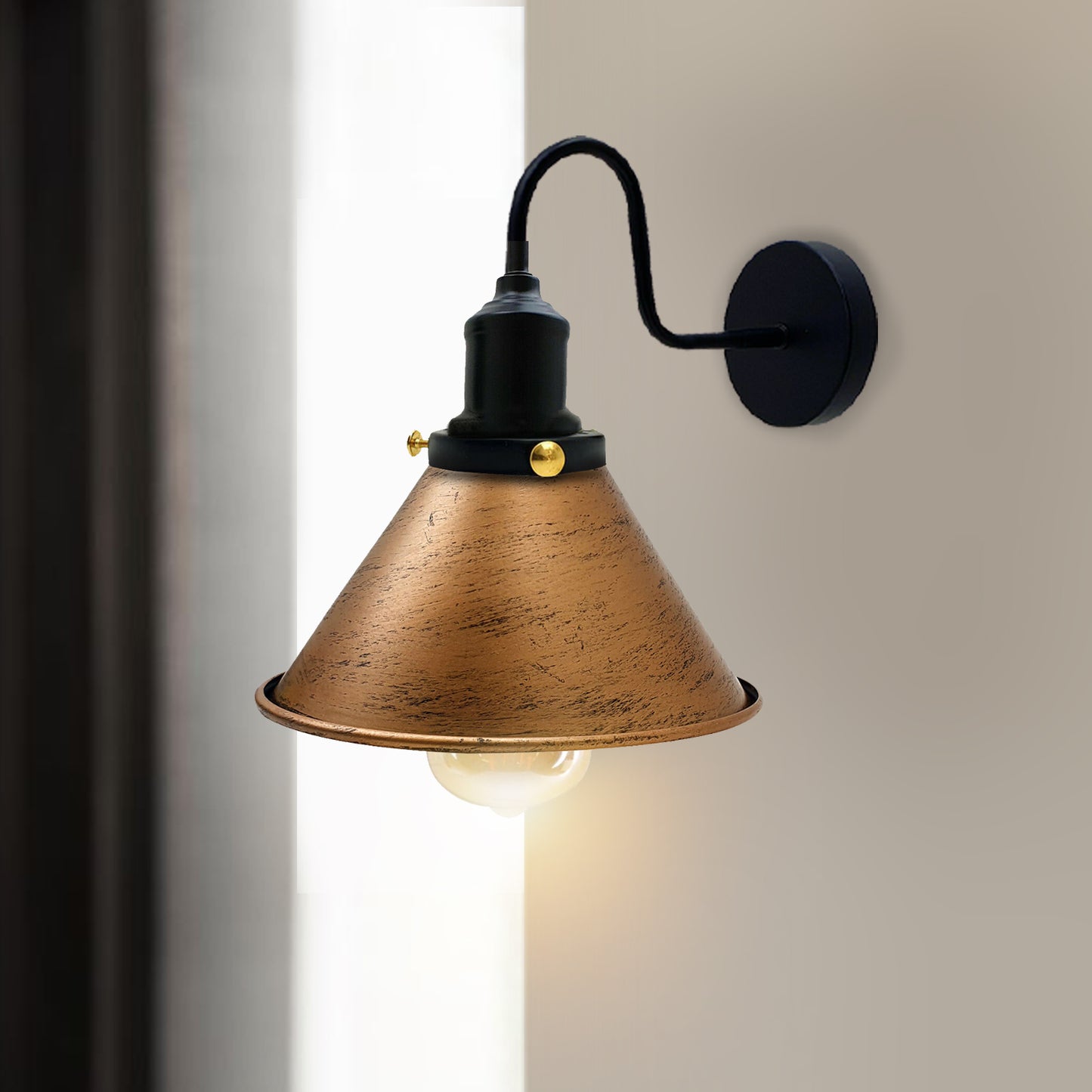 Retro Industrial Swan Neck Cone Shape Wall Sconce Light~2162