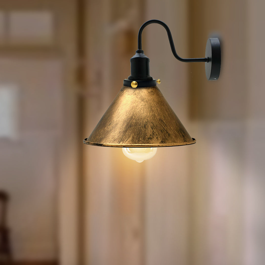 Vintage Brushed Copper Cone shape Wall Sconce Metal Industrial Wall Light-Application image