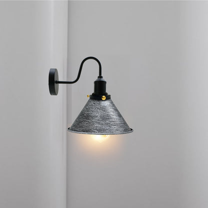 Vintage Brushed Silver Cone shape Wall Sconce Metal Industrial Wall Light-Application image