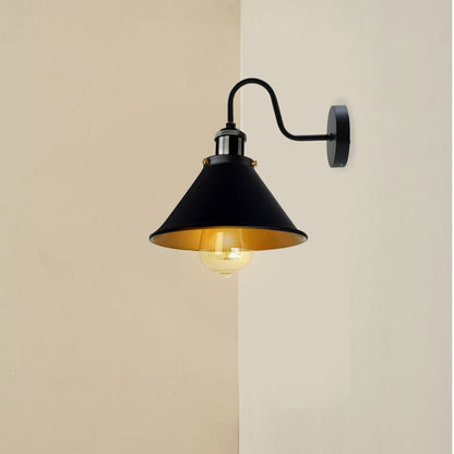 Vintage Black Gold Inner Cone shape Wall Sconce Metal Industrial Wall Light-Application image