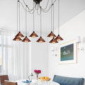 Retro Style Spider 8Way Metal Cone Shade Ceiling Pendant Light-Application Image