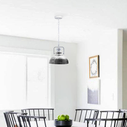 Retro Brushed Silver Metal Barn Ceiling Pendant Ceiling Light-Application Image