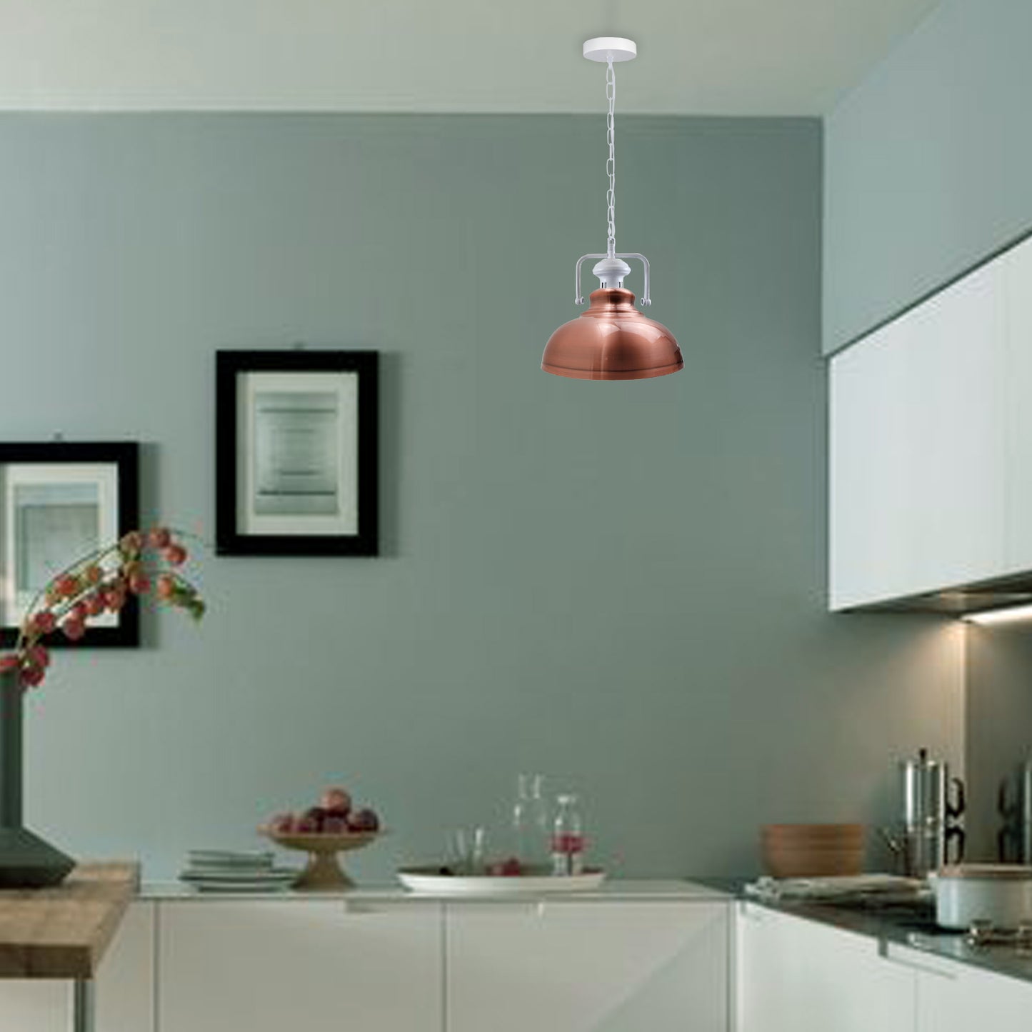 Copper Metal Barn Pendant Ceiling Light for Kitchen - Application Image