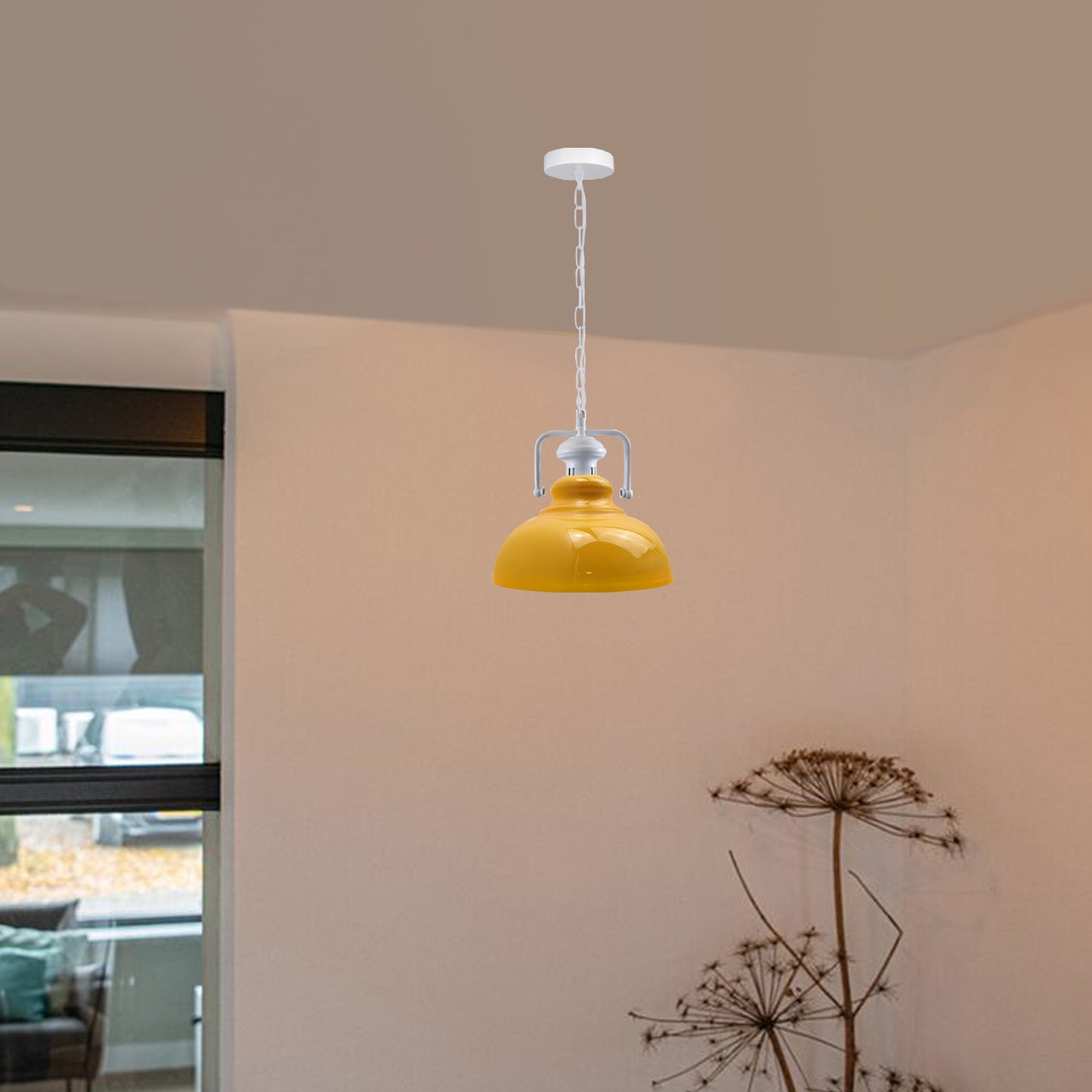 Indoor Yellow Retro Ceiling Metal Barn Pendant Ceiling Light Fixture for providing warmth and welcoming to your kitchen or living room~2277