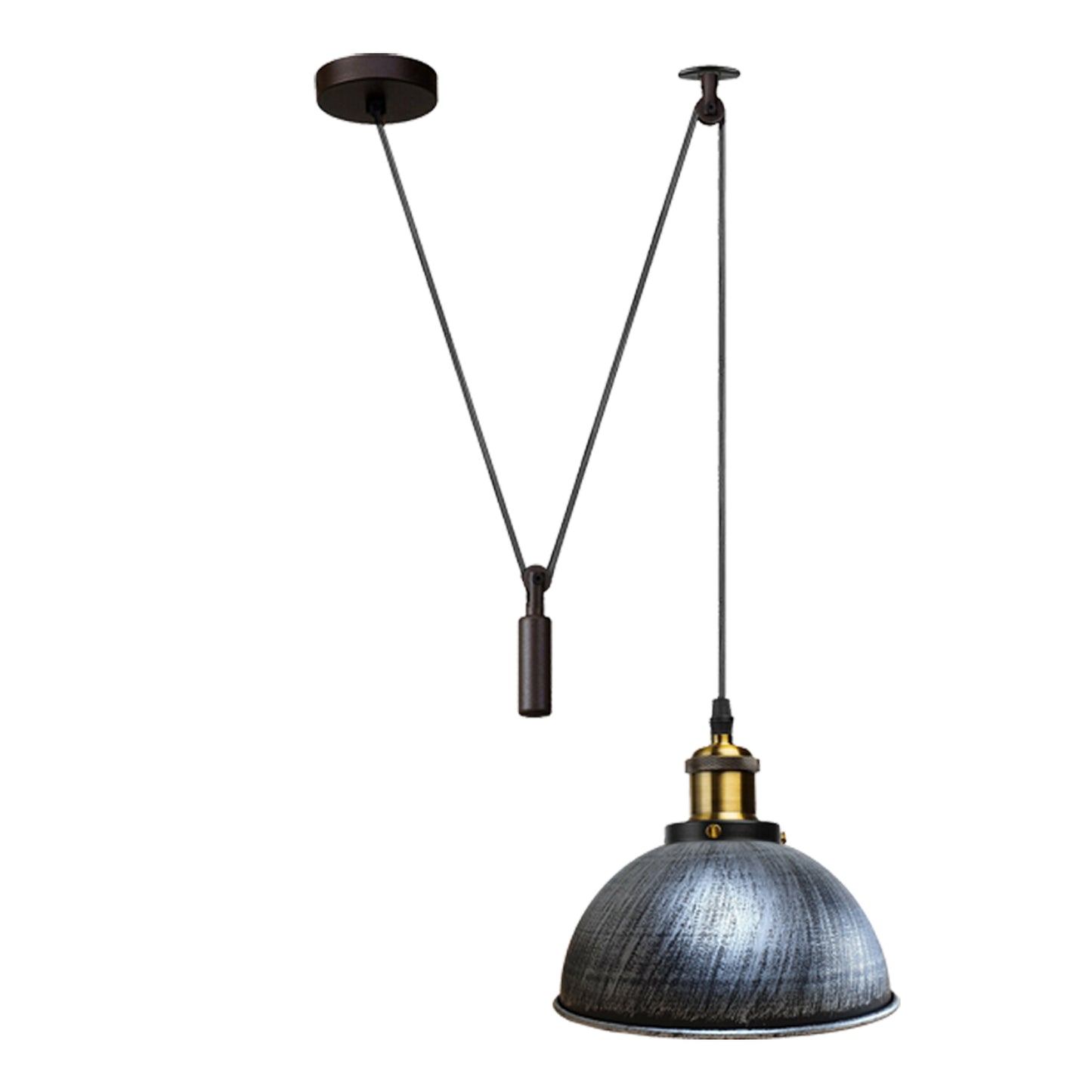 Retro Style Lamp Industrial Loft Adjustable Metal Pendant Ceiling Light Brushed Silver~2334