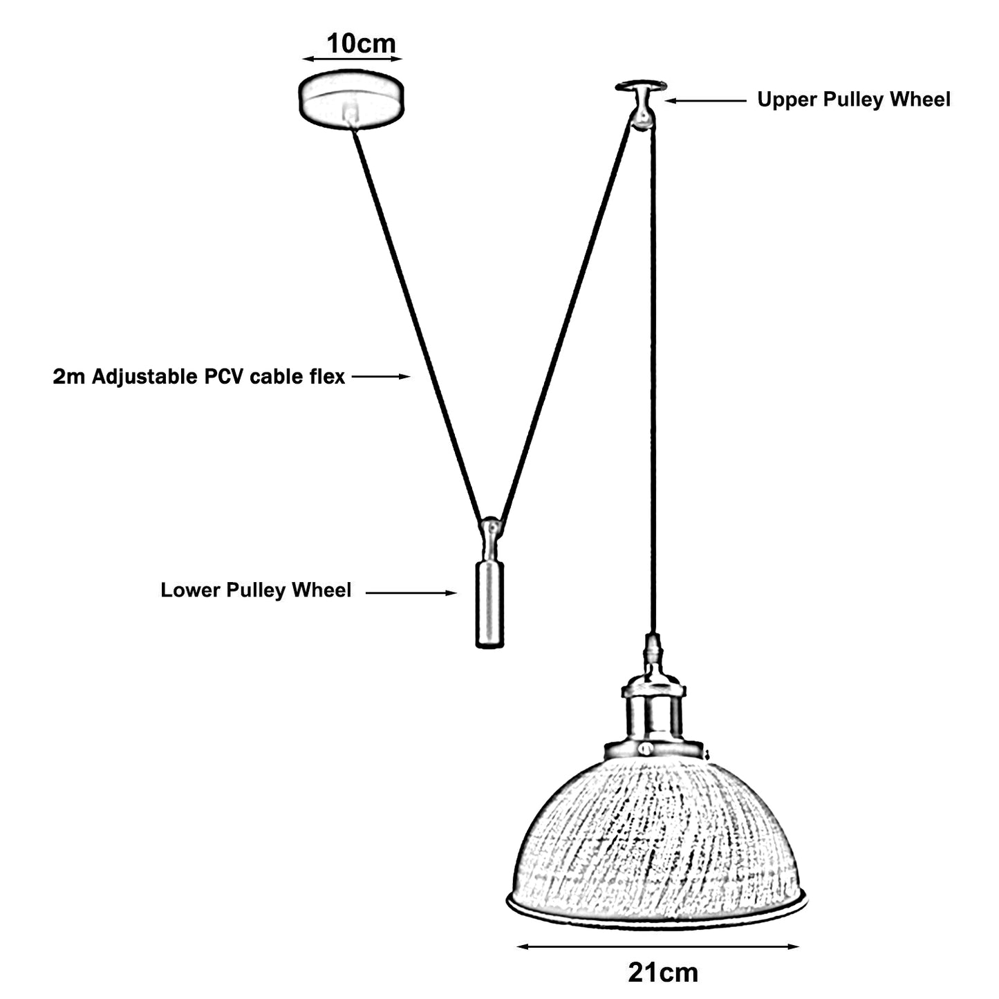Retro Style Lamp Industrial Loft Adjustable Metal Pendant Ceiling Light Brushed Silver~2334