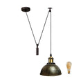 Retro Style Lamp Industrial Loft Adjustable Metal Pendant Ceiling Light Brushed Brass~2332 - Vintagelite