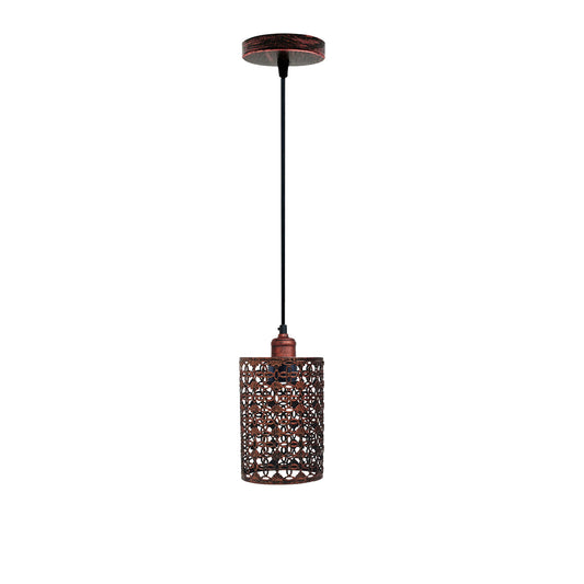 Rustic Red Retro Drum Cylinder Hanging Ceiling Pendant Light