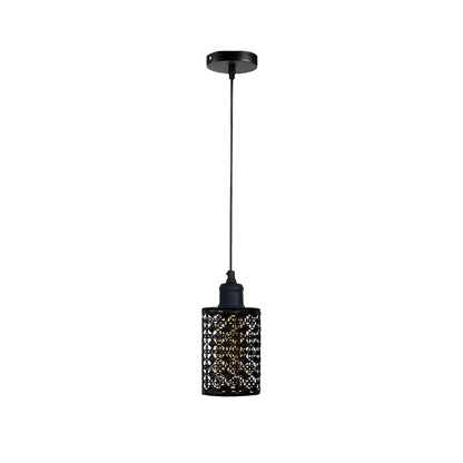 Black Modern Retro Drum Cylinder Hanging Ceiling Pendant Light~2443