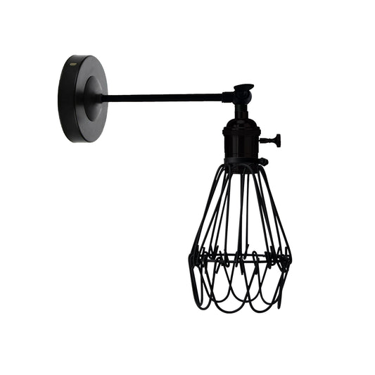 Industrial E27 Wall Lamp Nordic Water Lilly Shaped Wrought Metal Guard Creative Wall Light Black~2551